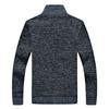 Men's Stand-up Collar, Fleece And Cotton Long-sleeved Cardigan, Zippered Warm Knitted Sweater