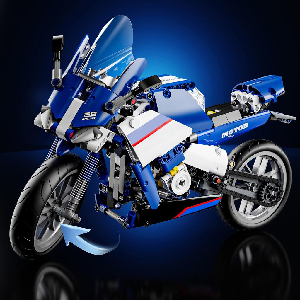 446PCS Motorcycle Construction Bricks Toy Kit Speed City Assembly Puzzle Model Blocks Education Desktop Decor Gifts