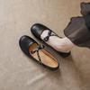 Retro Shallow Mouth One-word Buckle Bow Single Shoes Flat-soled Soft Leather One-pedal Mary Jane Shoes Women's Doudou Shoes