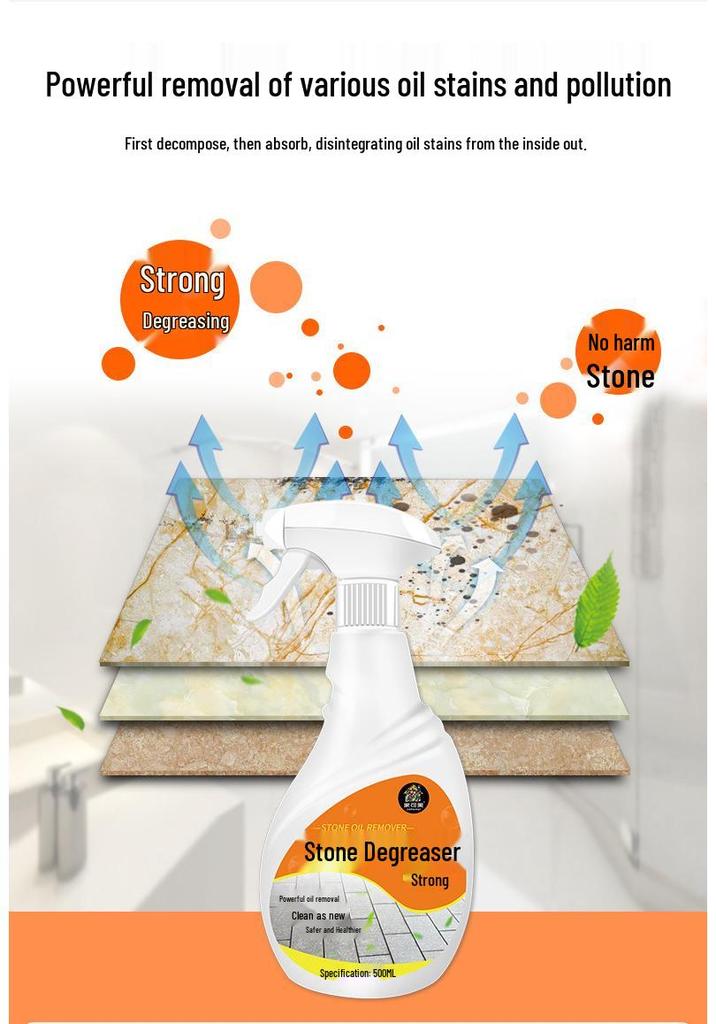 Stone Degreaser: Powerful Marble, Rust, Stain & Yellowing Remover for Kitchens & Restaurants.