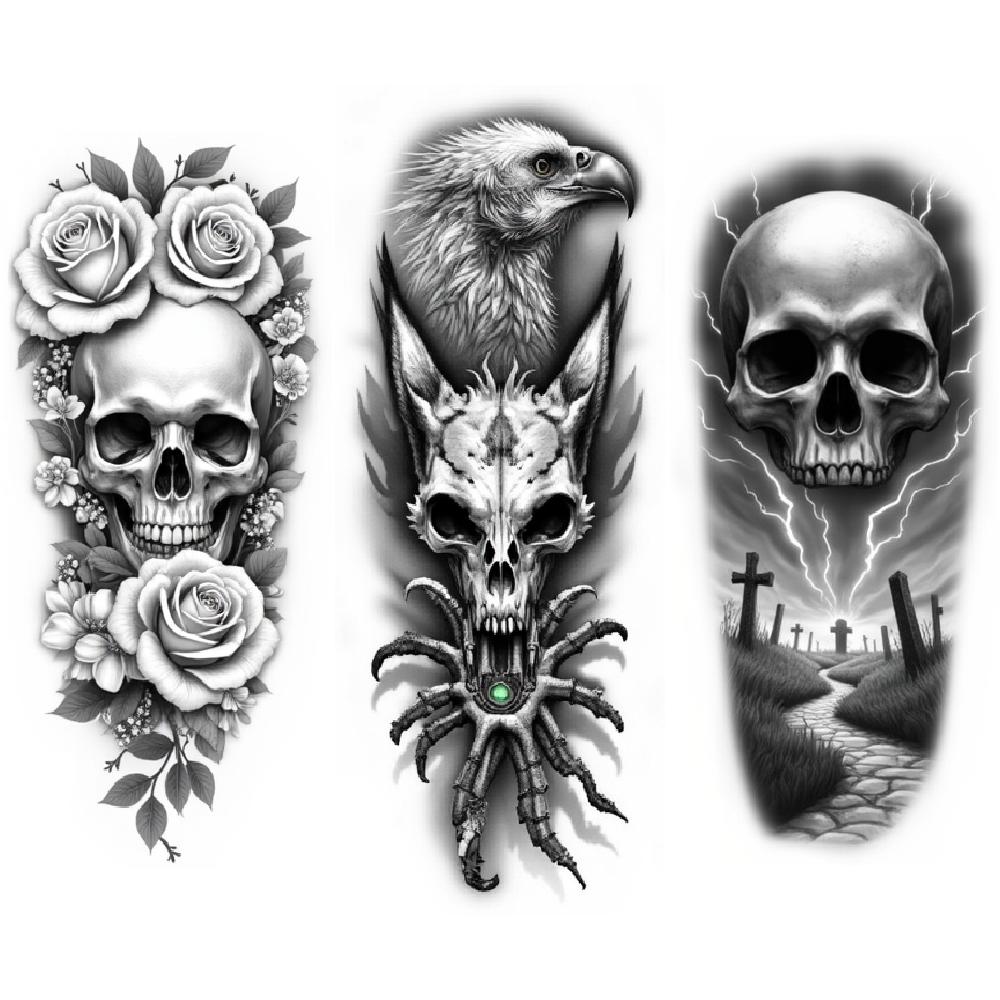 3 шт. Временные татуировки Реалистичные временные татуировки Змея Орел Олень Череп Череп Для бедер Взрослые Женщины