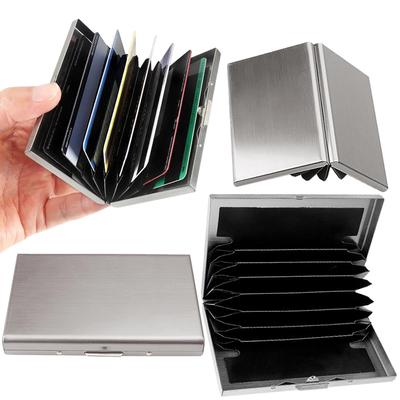 Boîte à cartes en acier inoxydable, porte-cartes d'identité de crédit, sac de rangement, Clip métallique, couleur unie, cadeau d'affaires