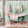 1 Stück Wasserdichter Polyester-Duschvorhang mit 12 Haken, Badevorhangstoff mit Aquarell-Fledermaus-Druck für das Badezimmer