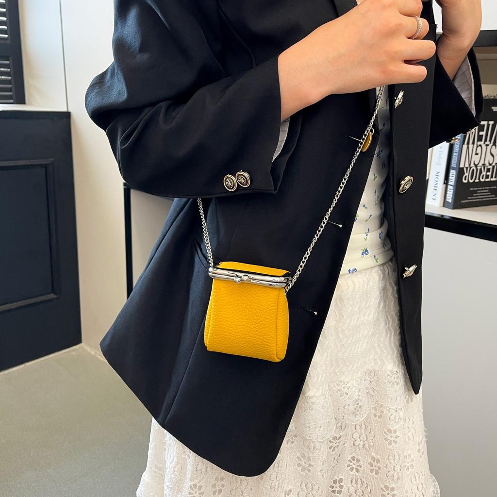 Retro Square Women Coin Purses Genuine Leather Hasp Small Wallet with Chain Key Lipstick Card Holder Female Clutch Shoulder Bag