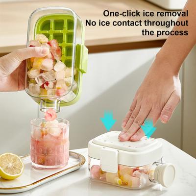 Ice Cube Mold 2-in-1 Ice Tray And Storage Cup Leakproof Seal Push-Type Ice Removal Food-Grade Ice Kettle Portable Ice Maker for Drinks