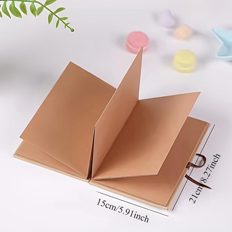 Kraft Paper Folding Album, Double-Sided Folds, Rope Design, for Lovers Birthday Wedding Growth Memory Book (Black/Khaki)