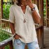 JPNTKY Women's Fashion Casual V-Neck Short Sleeve Blouses & Shirts