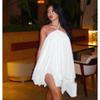 2026 Womens Sheer Mesh Backless Tie-Neck Loose Slip Dress Sexy Streetwear Short Maxi