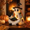 Resin Halloween Light Up Ghost Figurine Warm LED Light Ghost Table Ornament Home Office Decor