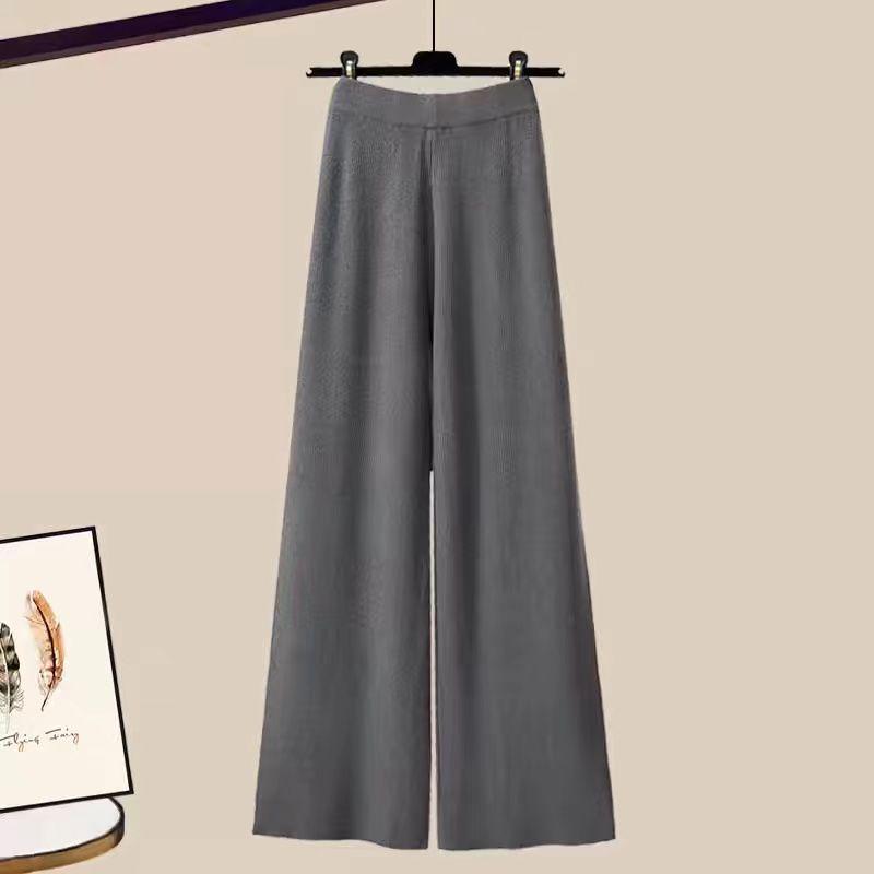2025 Autumn/Winter High Neck Knit Sweater & Wide-Leg Pant Set