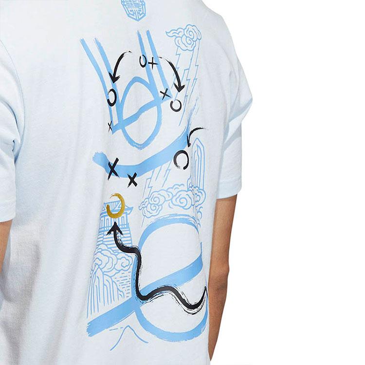 Adidas Printed Round Neck Short Sleeve T-Shirt Men Tops Blue HM6771