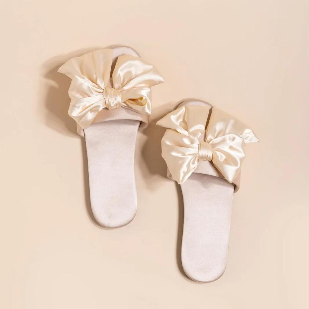2024 Autumn New French Satin Slippers Women Indoor Home Non-slip Women Foreign Style Flip-flops