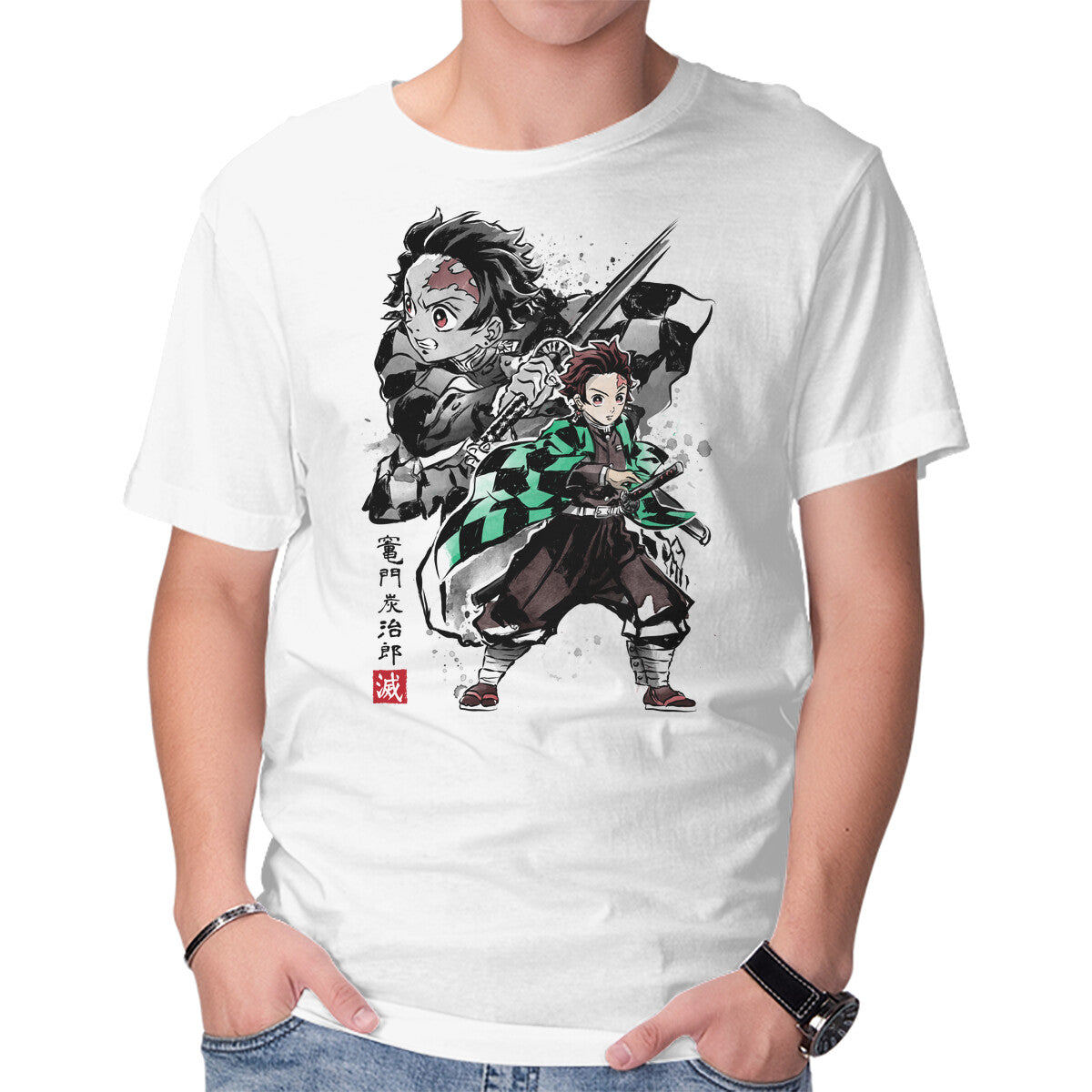 Unisex Crew Neck T-Shirt Slayer Tanjiro Sumi-E Graphic Short Sleeve Casual Tee XXXXL