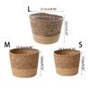 Coș din Paie Împletite pentru Plante cu Flori, Jardineră din Iarbă, Ghiveci de Grădină Interior Exterior, Container pentru Bonsai Plantabil, Decorațiune