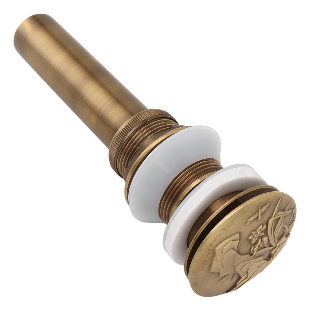 Starožitný celoměděný koupelnový dřezový odtok Dřezový pop-up odtokový uzávěr s přepadem pro koupelnový dřez