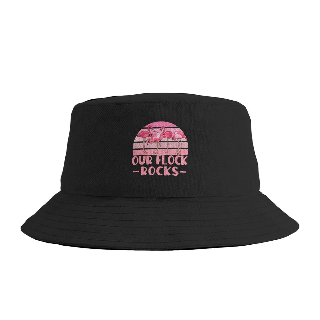 Unisex Our Flock Rocks Flamingos Lover Family Vacation Group Bucket Hat Breathable FisherUnisex Hats Summer Casual Travel Caps