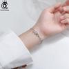 ORSA JEWELS 925 Sterling Silver Heart Bracelet Trendy Double Layers Chain Bracelets for Women Girl Mom Best Birthday Gift SB135