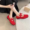 National style new Chinese style French inner height increase single shoes women's 2025 spring red Chinese knot temperament matching skirt Mary Jan