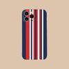 Red Blue Stripe Mobile Phone Case for iPhone 17 16 15 14 13 12 11 X XR XS Air Pro Max Plus Mini Clear Colorful Cover Cellphones