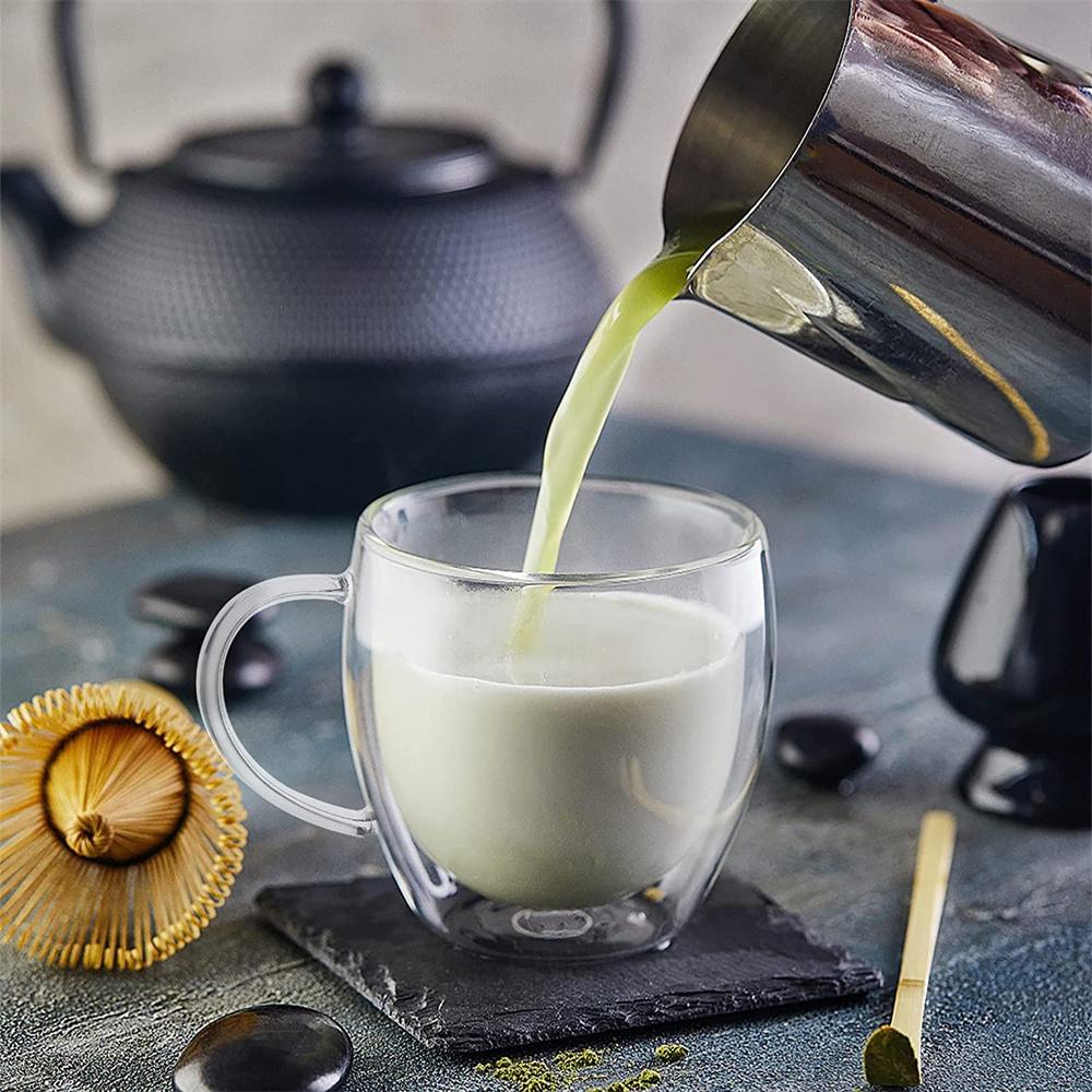 250ml Doppelwandige Glas-Kaffeetassen Isolierte Borosilikatglas-Kaffeetassen mit Henkel für Cappuccino, Latte, Tee, Heiß/Kalt