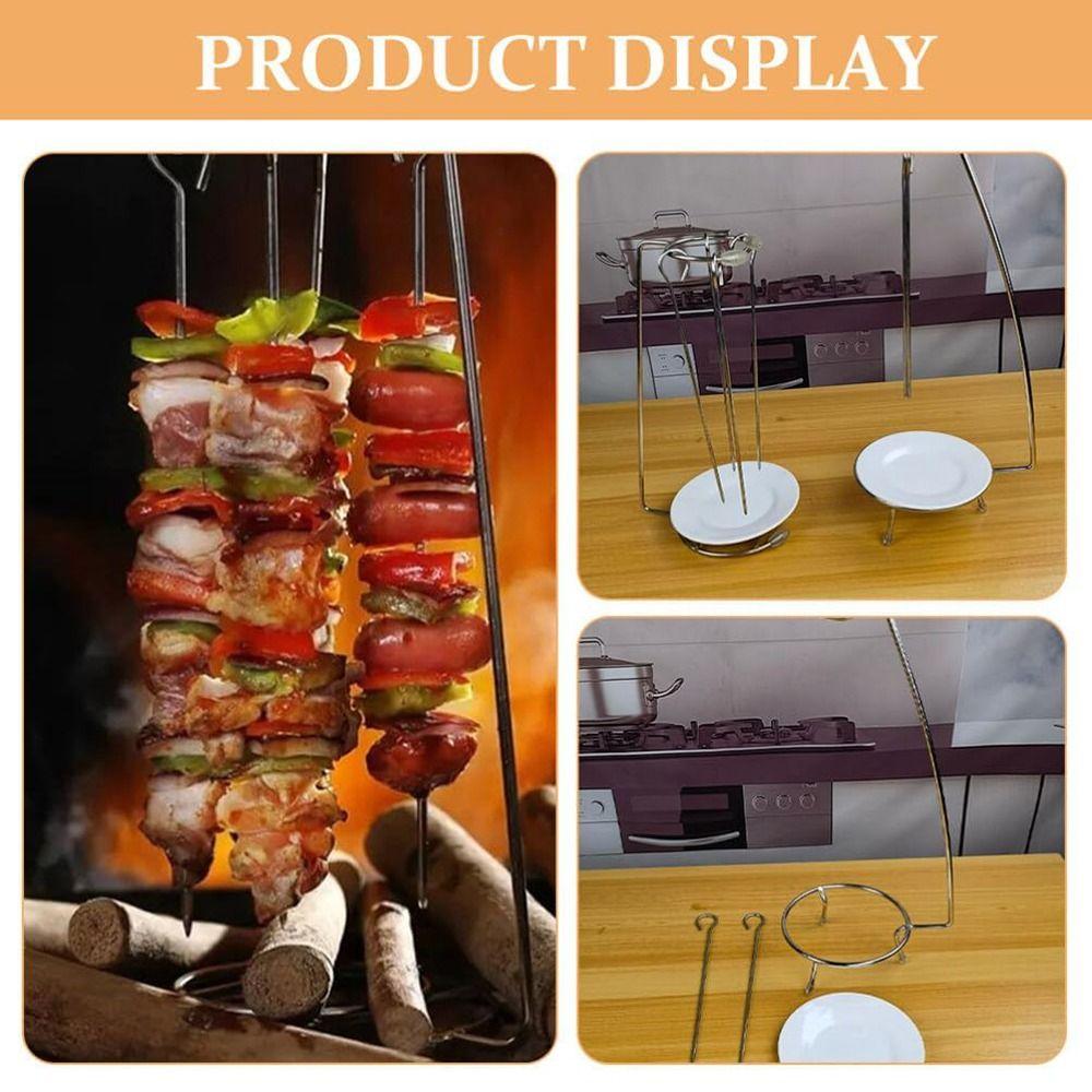 Lightweight BBQ Skewer Set Detachable Barbecue Fork Holder Practical Food Grill Rack Chicken