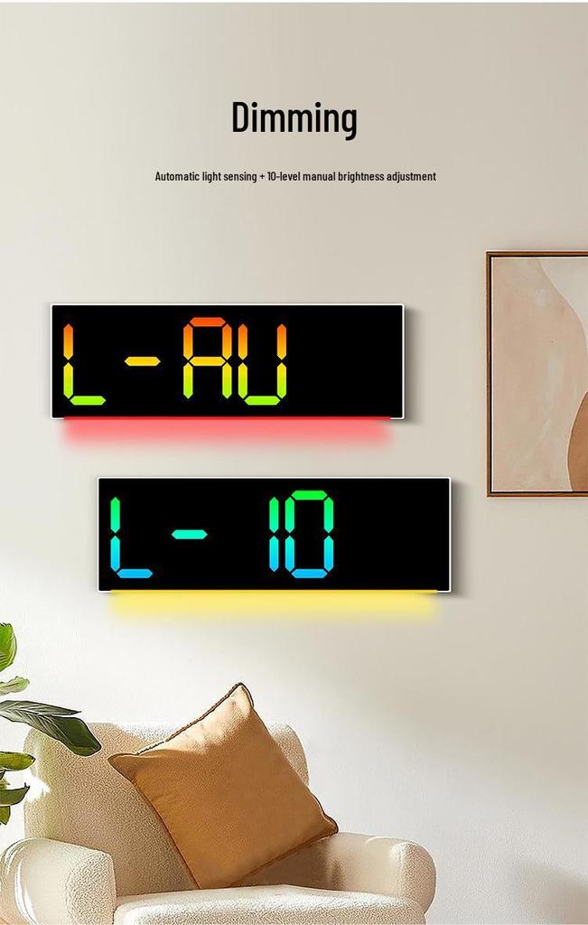 LED Color-Changing Wall Clock RGB Display, Multi-functional Alarm Clock, Large 6677R.
