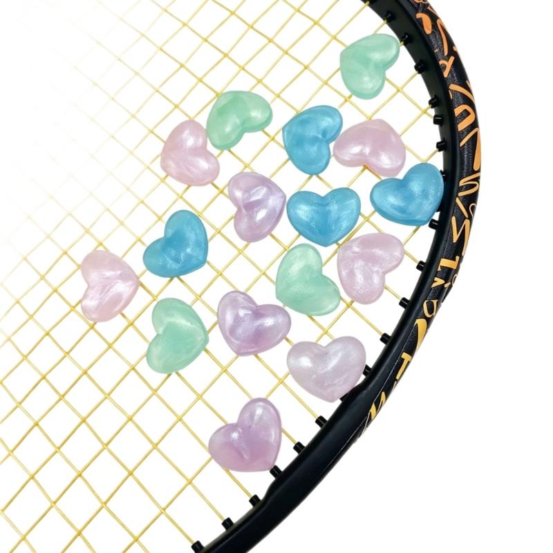 Heart-Shaped Tennis Vibration Dampeners with Flexible Construction for Practice, Casual Play, and String Bed Placement