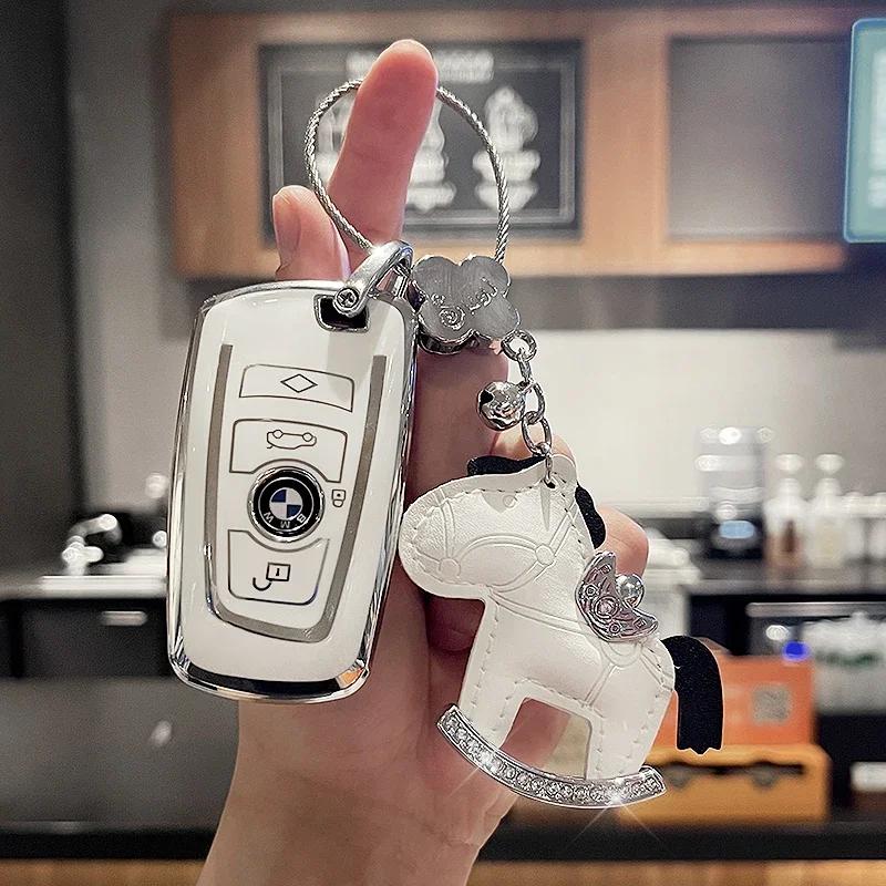Soft Car Remote Key Case Cover Shell for BMW X1 X3 X5 X6 X7 1 3 5 6 7 Series G20 G30 G11 F15 F16 G01 G02 F48 Car Accessories DL8