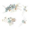 4-Piece Japanese Style Hair Accessory Set for Formal Occasions - Artificial Pearl, Alloy, Rhinestone Hair Comb & Flower Pins - Ideal for Kimono,