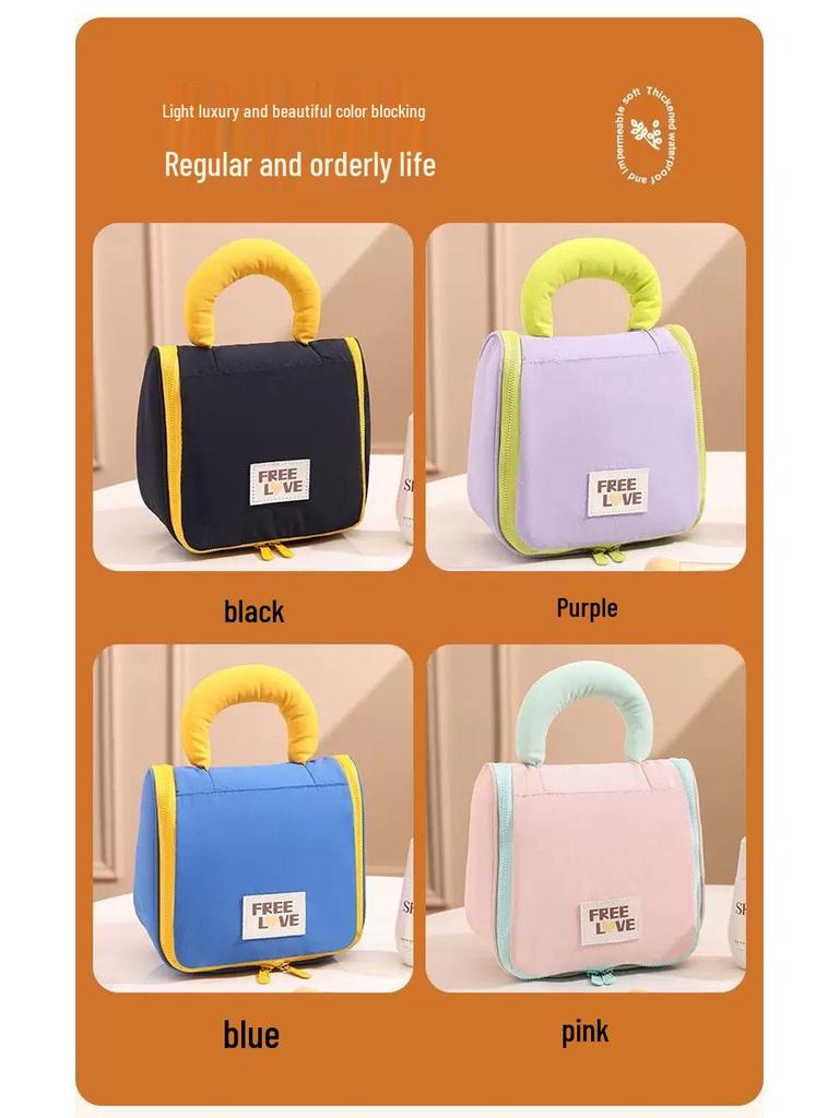 Portable Large Capacity Cute Makeup Bag with Hook for Travel and Business Trips