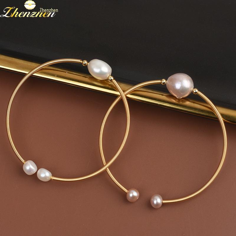 Natural Freshwater Pearl Baroque Bracelet: Women's Handmade Gold Wire-Wrapped Jewelry