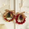 Green Christmas Chime Bell Red Pine Cone Bell Pendant  Christmas Tree Decorations