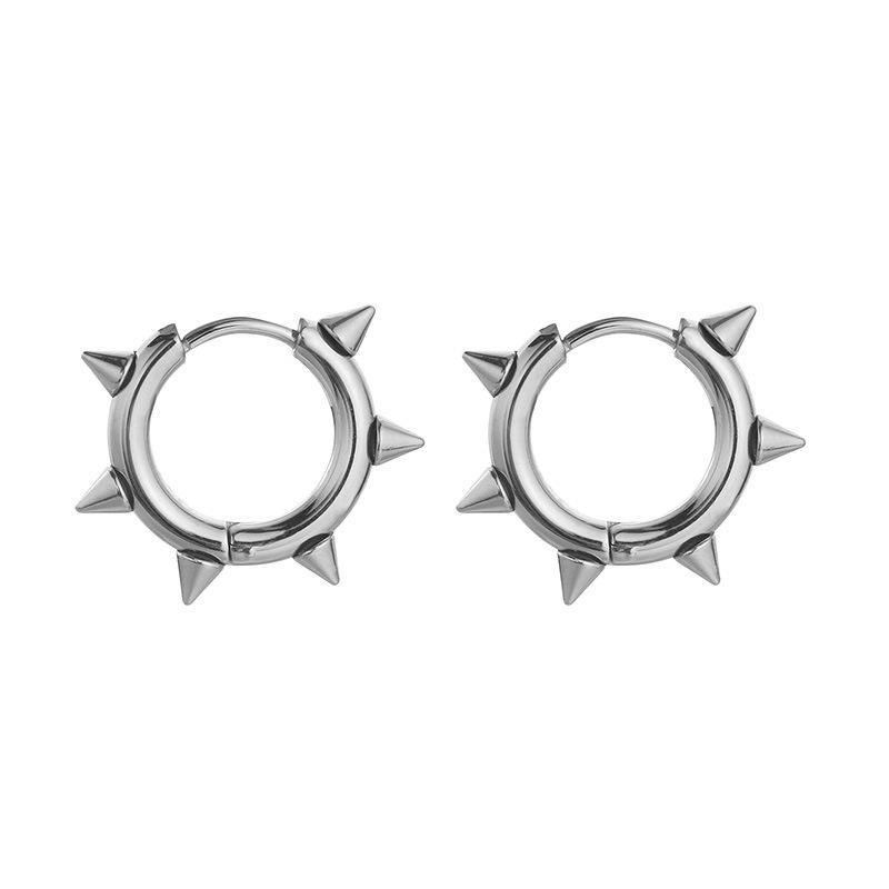 Korean Style Stainless Steel Möbius Earrings - Trendy Cone & Round Ear Cuffs for Men and Women