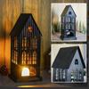 1PC Black White Home Candlestickers Halloween Metal Christmas House Shape Candle Holder Weddings With Gothic Windows Outdoor