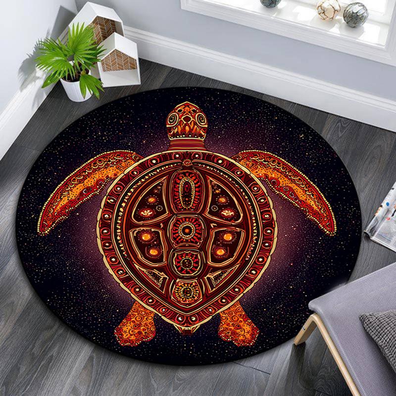 

Ornate Turtle Round Area Rug,Carpet Rug for Living Room Bedroom Sofa Playroom Decor,Non-slip Floor Mat 80cmx80cm