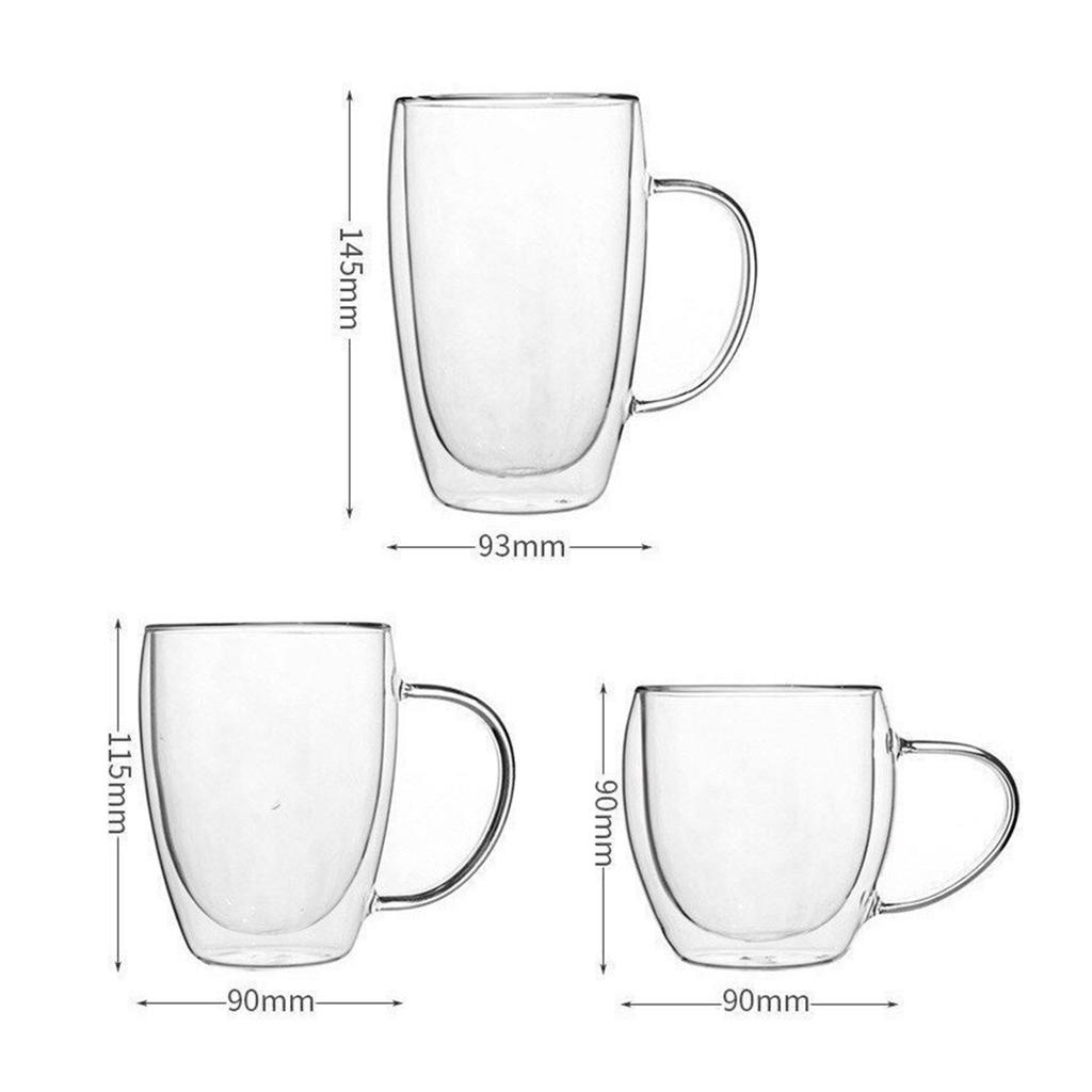 Glass Coffee Mugs with Handle Beverage Glasses Heat Resistant with Handle for Juice Drinks Lead Free