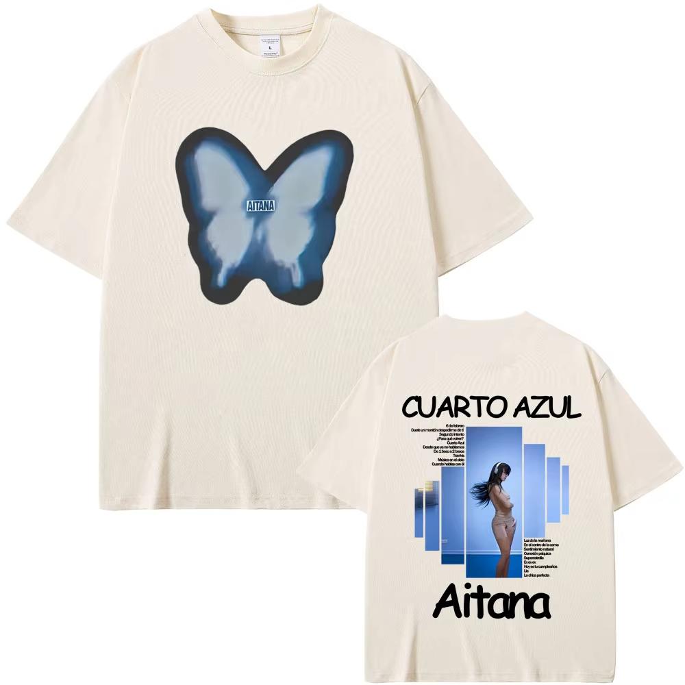 Hot Sale Singer Aitana Cuarto Azul Album Graphic Tshirt Mens Women Fashion Pop Music T Shirts Cotton Casual Oversized Tshirts