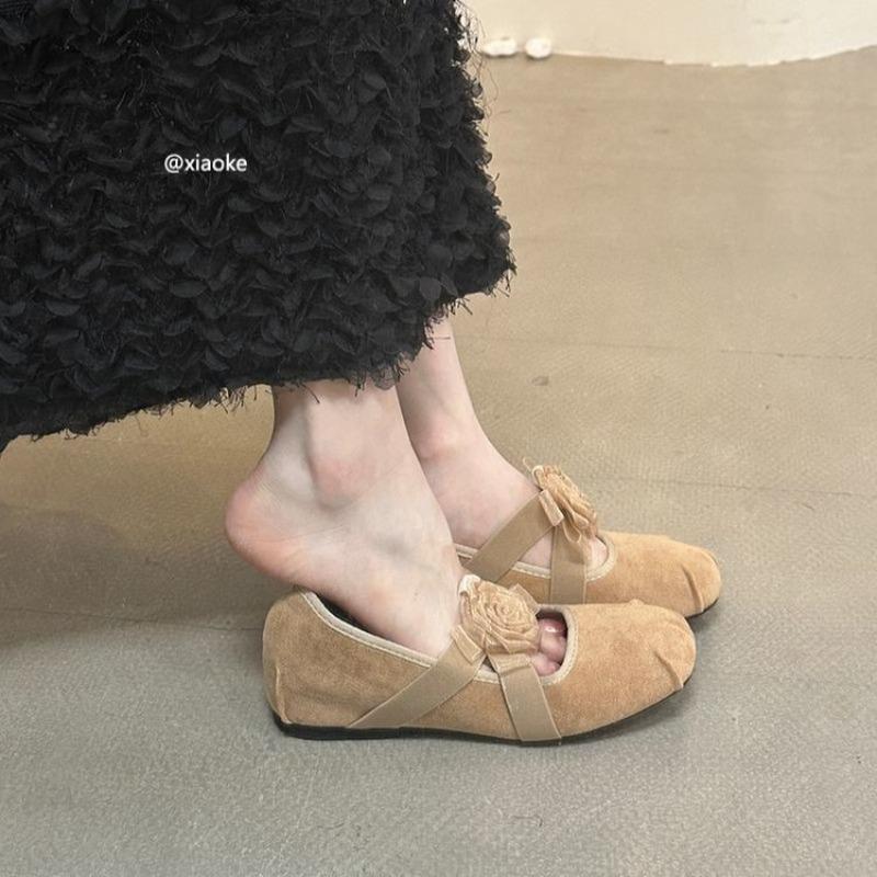 

Gentle heightening Mary Jane shoes autumn new temperament suede ballet single shoes women 40 хаки