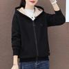 Plus Velvet Thick Warm Jacket Women's Autumn and Winter Plus Size Hooded Loose Fat Jacket Trend
