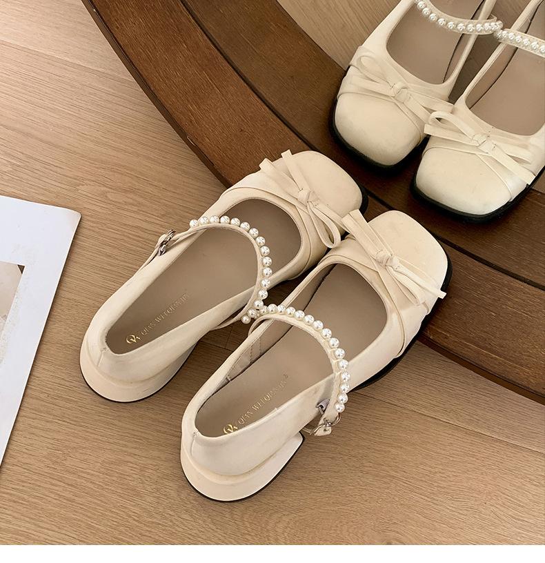 

Fashion tribe retro square head light mouth thick heel single shoes women s 2025 new spring and summer skirt French Mary Jane shoes 40 бежевый