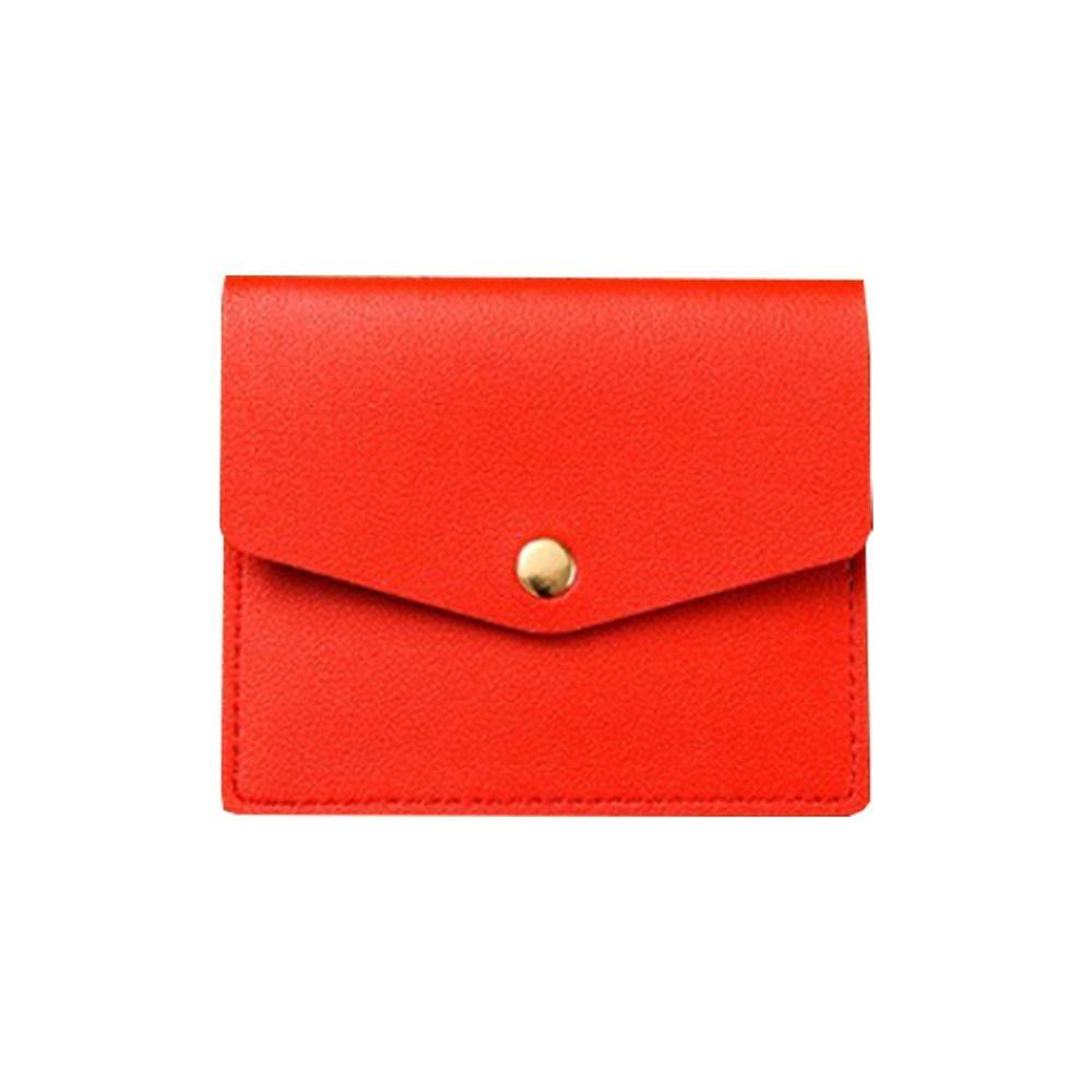 Solid Color Thin Envelope Card Bag Wallet Snap Button Coin Purse Retro Mini Wallet Women