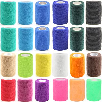 24 Pack 7.5cm Cohesive Bandage Wrap Rolls Elastic Self-Adherent Tape