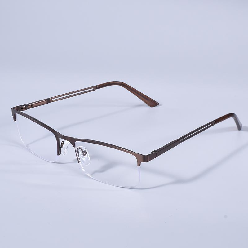 Men Blue Light Blocking Reading Glasses Metal Half Frame Prescription Eyeglasses With Spring Hinge Computer Reader +125+175