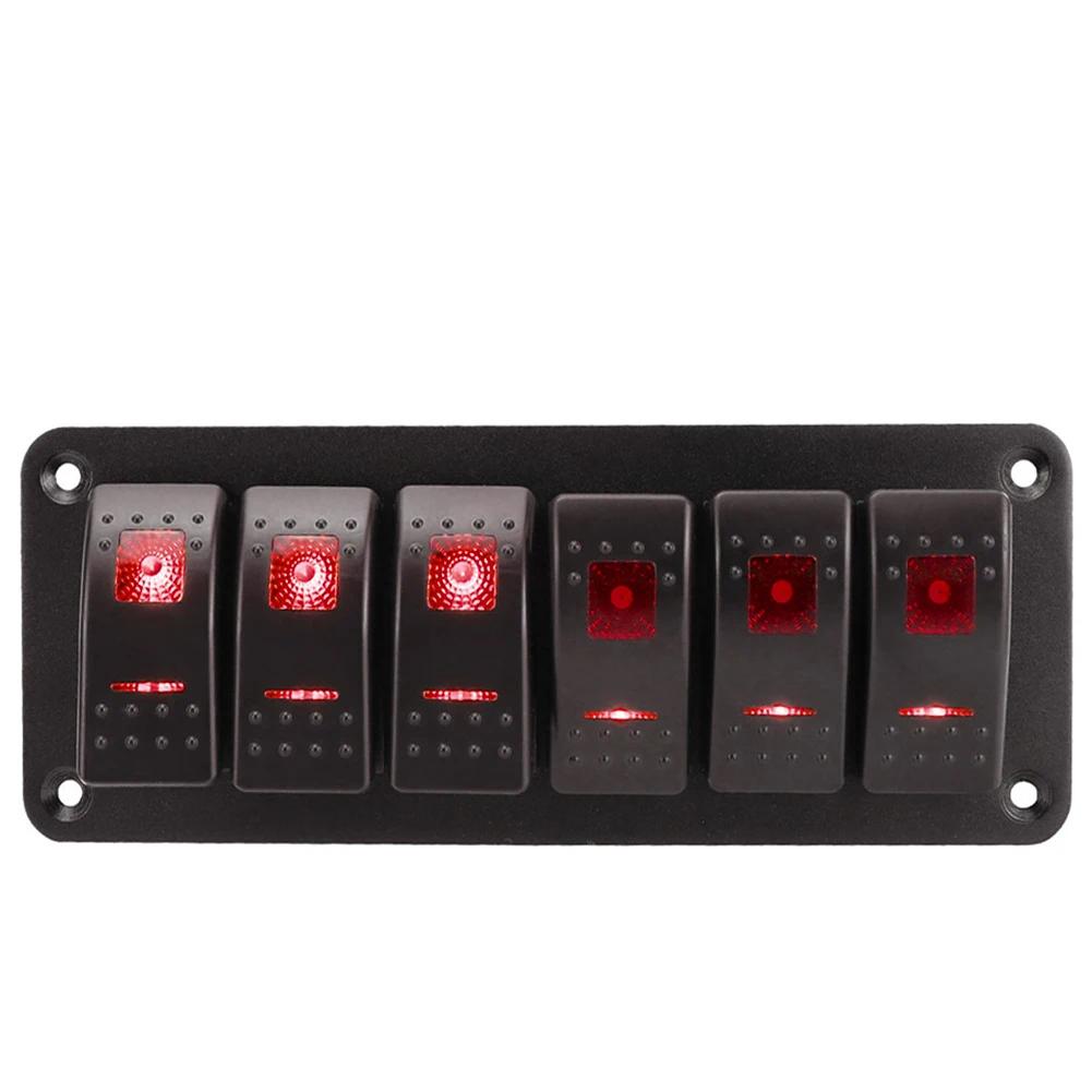 Universal Marine Boat 2/3/4/5/6/ 8 Group Rocker Switch Panel 5-pin Switches for 12V/24V Cars Trailers Red Green Indicator Light