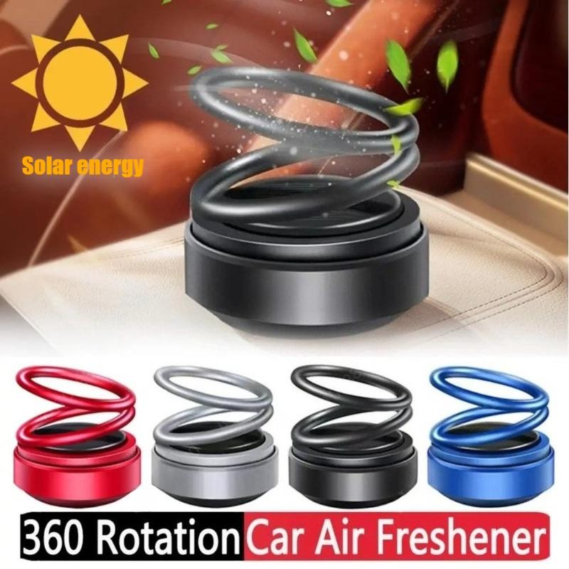 Solar Energy Double Ring Aroma Diffuser Solar Powered Car Air Freshener Rotating Suspension Car Decoration Accessories with Aroma Tablet
