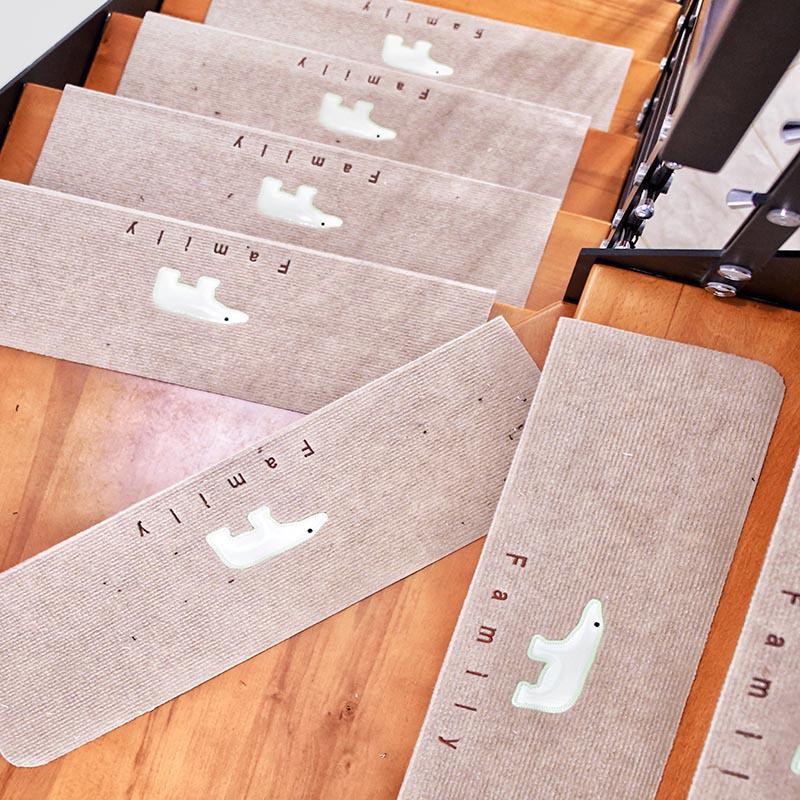 Machine Washable Non-Slip Luminous Stair Mats – Glue-Free Self-Adhesive Wood Foot Mats