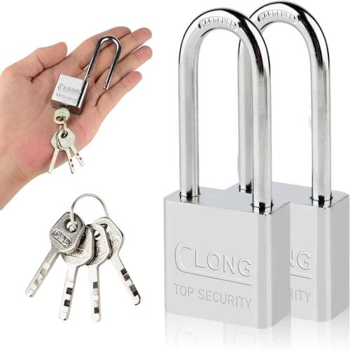 

Set of 2 Stainless Steel Padlocks, Security Locks, Small, Keyed, Hanging Length, 30mm Wide, Secure, Waterproof, Durable, Corrosion-Resistant, Auxiliar