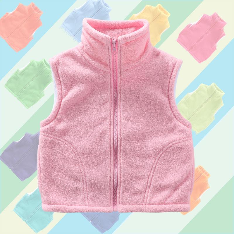Kids' Fleece Vest for Boys & Girls, Thick Outerwear for Spring To Winter, Kindergarten Uniform with Logo Print