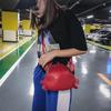 Funny Crab Shape Solid Color Lady Faux Leather Twist Lock Crossbody Shoulder Bag