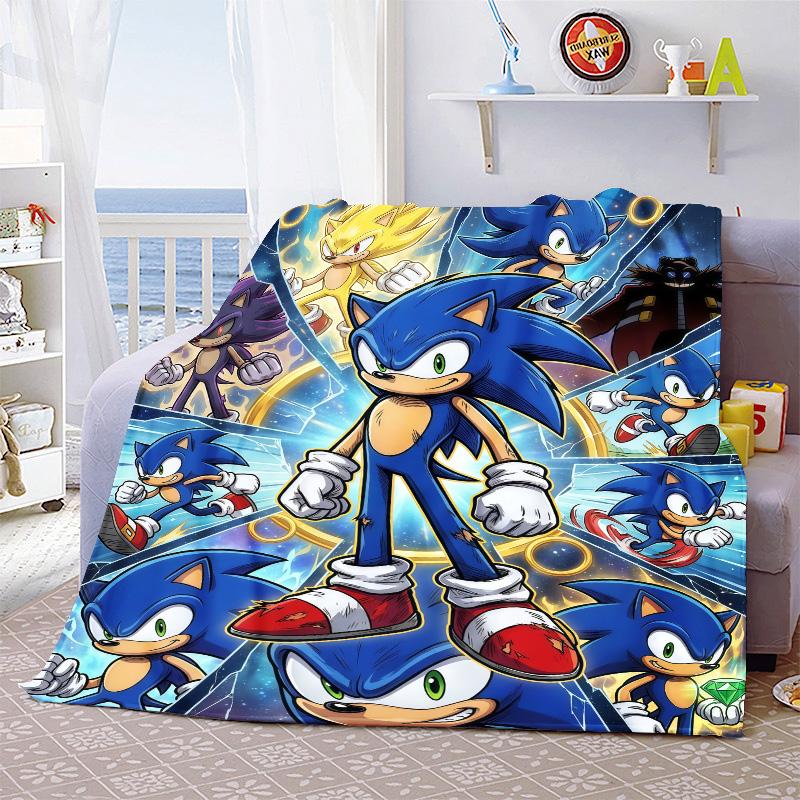 Sonic Cozy Throw Blanket Flannel Soft Warm Lightweight Blanket for Bed Sofa Home Decor -QJY
